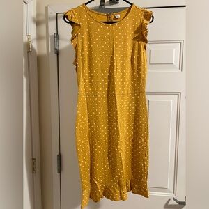 Old Navy Mustard Polka Dot Midi Dress